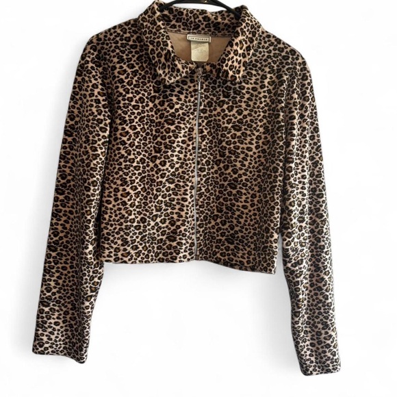 y2k Cheetah print cropped zip up jacket - Picture 1 of 4
